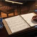 Sheet Music Folder, Leather, 20 Non-Reflective Sheets/40 Pages, Write-on, 4-Ring Binder (Black)
