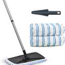 Large Surface Flat Mop, 15x8 Inches, 3Pack Microfiber Wet Mop Refills, Reusable & Washable, Compatible with Hardwood Floor & More, Includes 1 Cleaning Scraper