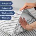 Split King Size 5 Piece Sheet Set - Comfy Breathable & Cooling Sheets - Hotel Luxury Bed Sheets for Women & Men - Deep Pockets, Easy-Fit, Soft & Wrinkle Free Sheets - Grey Stripes Oeko-Tex Bed Sheets