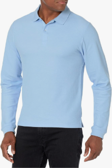 IZOD Uniform Young Men's Long Sleeve Pique Polo, M(36-37), Blue