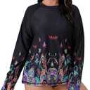 Halcurt Women's Plus Size Long Sleeve Rash Guard Swim Shirt with Thumb Holes UPF50+ Sun Protection Swimsuit Top, Size 4X