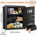 17.72" Tall Wall Safes Between the Studs with Hidden Bottom Compartment, Heavy Duty Hidden Safe with Combination Lock, Compact in Wall Safe for Documents Money Valuables