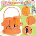 Mimorou 3 Pack Easter Basket Soft Plush Bunny Sherpa Personalized Bucket with Rabbit Ears Decorative Bow Large Bunny Tote Bags Ideal for Egg Hunt, Party Favors(Orange Pink and Yellow)