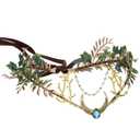 MOSTORY Flower Fairy Crown Headband - Woodland Elf Headpiece Forest Floral Circlet for Renaissance Accessory Women Halloween Cosplay Fairy Aesthic Photo Shoot (Green)