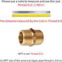 3/4 Inch NPT Brass Nipple Male Pipe Fitting Adapter, Hex Nipple, (3/4 inch x 3/4 inch NPT Male, 2 Piece), Straight Connector Pipe Fitting, Thread 1" OD to 1" OD