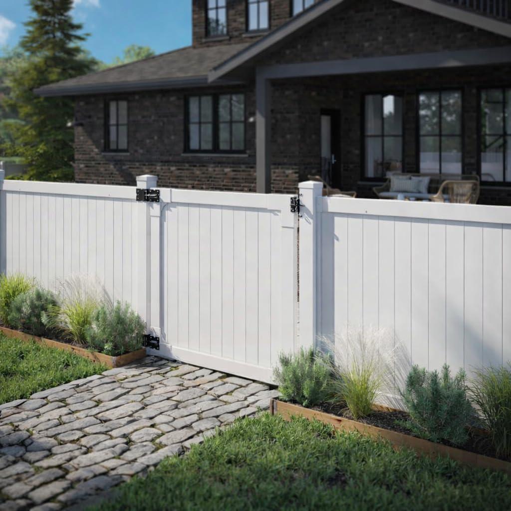 4ft H x 4ft W (1 Gate) No Dig WamBam Westport Gate Kit, White Vinyl Privacy Yard Fence Gate with Hardware Included for Westport Fence Kit, Durable Outdoor Gate for Yard or Garden, BL19106