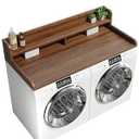 Corbyles 2-Tier Washer Dryer Countertop with 2.75" H Edge Rails, 58" W x 28" D Laundry Countertop for Folding Clothes, Washer and Dryer Topper with Non-Slip Pad (Dark Walnut)