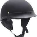 HTTMT MT506-001-S DOT Certified Matte Black Flat Black Compatible with Harley Davidson Half Face Helmet Chopper Cruiser Biker Size Small