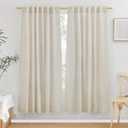 NICETOWN Living Room Curtains 72 inch Long 2 Panels Set, Rod Pocket & Back Tab Privacy Added with Light Filtering Linen Curtains & Drapes for Farmhouse, Natural, W55 x L72, 2 Panels