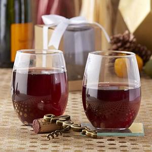 Kate Aspen 7 oz Stemless Drinkware Set of 11 - Clear Glass Cups for DIY Crafts, Party Favors, Bridal Events, Red or White Stemware, Small Tumblers, Decorative Barware, Unique Table Gifts