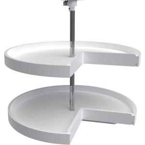 Rev-A-Shelf 2 Tier Pie-Cut Lazy Susan for Corner Base Cabinets, Plastic, 28" Double Shelf Swivel Kitchen Spice and Can Organizer, White, 6942-28-11-52