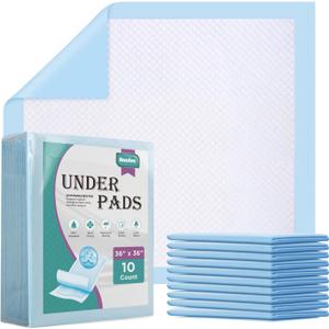 Extra Large Disposable Bed Pads for Incontinence 36" x 36" - 10 Count, Leak-Proof Chucks Pads for Adults, Kids and Pets, Absorbent Disposable Underpads, Incontinence Bed Pads Disposable for Beds (36" x 36"-10Count)