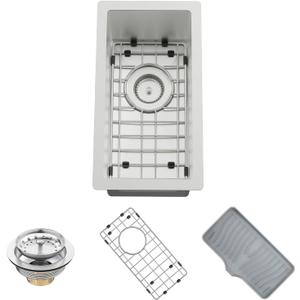 Kitchen And Bar Sink, 10x18 Inch Stainless Steel Drop In Single Bowl Undermount RV Prep Small Kitchen & Bar Sink Ideal Choice For Small Space Come With Bottom Grid, Soap Mat And Drain Assembly