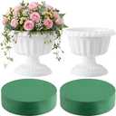 Mumufy 2 Pcs White Roman Urn Planter with 2 Pcs Floral Foam 12'' Flower Pot, 11.8 inch