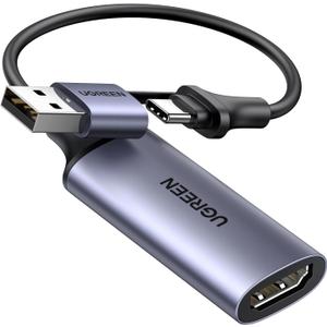 UGREEN Full HD 1080P Capture Card 4K HDMI to USB 2.0 HDMI Video Capture Card USB-A/USB-C Audio Recording for Gaming, Streaming, Teaching Compatible with Switch 2/Xbox/PS4/PS5/Camera