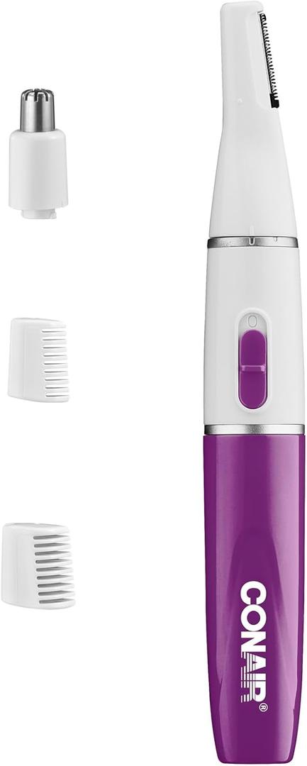 Conair All-in-1 Facial Hair Trimmer for Women, Perfect for Face, Ear/Nose and Eyebrows, Battery-Powered (White)