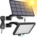 JACKYLED Upgraded Solar Flood Lights Outdoor Motion Sensor, 1000 Lumens Dusk to Dawn Solar Lights Outdoor, 48 LED, IP65 Waterproof, 3 Modes, Auto On/Off, Separate Solar Panel with 9.8ft Cord