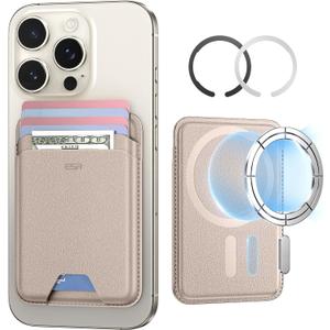 ESR for MagSafe Wallet, 5 Card Holder with RFID Blocking, MagSafe Sticker Included, Slim Magnetic Wallet for iPhone 17e/17/16/15/14/13/12 Series, Selected Samsung Devices, Not for Mini,Desert Titanium