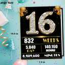 2 x Jumbo 16th Birthday Card for Women Men, Happy 16th Birthday Party Decorations for Her Him, Black Gold 16 Year Old Birthday Gifts for Son Daughter, Double-Sided with Two Stickers