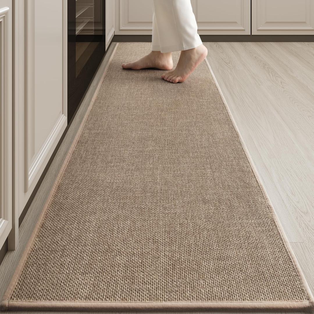 tchdio Kitchen Mats for Floor, Rubber Backed Kitchen Rugs Non Slip Washable, Superior Absorbent Kitchen Runner Rug Easy to Clean, Comfort Kitchen Floor Mat Front of Sink (Tan, 20"  70")
