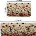 Artoid Mode Ghost Jack-O'-Lantern Pumpkin Flowers Halloween Kitchen Mats Set of 2, Low-Profile Home Decor Kitchen Rugs for Floor - 17x29 and 17x47 Inch