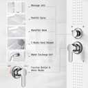 Shower Panel Tower System with Shelf, Multi-Function Shower Tower System With 4 Body Spray, 5 Handheld Settings & Tub Spout, Rainfall + Waterfall Shower Head, Rain Massage Spa System
