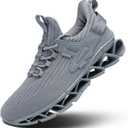 Mens Walking Shoes Running Slip on Tennis Casual Fashion Blade Sneakers Comfort Workout Sport Athletic Trainers (7, Grey)