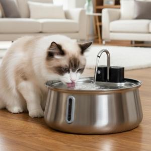 PawsPik Stainless Steel Battery-Operated Dog & Cat Water Fountain, 4-L | Cordless Pet Fountain with Faucet-Style Flow, Automatic Water Dispenser for Cats Indoor, Motion Sensor, 3 Flow Modes