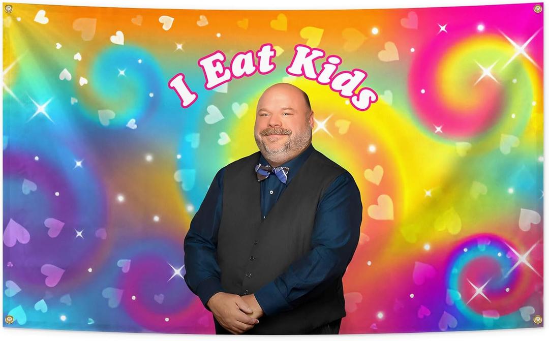 Funny I Eat Kids Flag 3  5 Feet Flags with 4 Brass Grommets Wall Hanging Decor for Bedroom College Dorm Room Parties Home Decorations