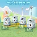 Kids U Shaped Electric Toothbrush, Automatic 360 Sonic Cleaning, 6 Modes, 4 Brush Heads, Cute Cartoon Koala Design (2-6 Age (Grey Blue))