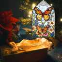 XIAOAIKASet of 3 Stained Glass Style Ornaments, Christmas Tree Hanging Decorations and Acrylic Window Suncatchers, Butterfly, Hummingbird and Sea Turtle Designs, for Women Mom