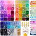 Funtopia 8mm Glass Beads Bracelet Making Kit, 1540pcs 70 Colors Crystal Beads for Jewelry Making, Round Glass Beads for Bracelets and DIY Crafts, Solid and Crackle Colors