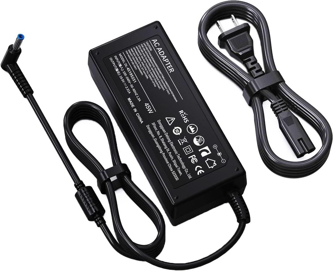 45 Watt Laptop Charger Compatible with HP 213349-109 R-41013323 HP is 13252 Model 15 15-ba009dx Spectre Pavilion Stream X360 Notebook 45W 19.5V 2.31A Computer Adapter Replacement with Blue Tip