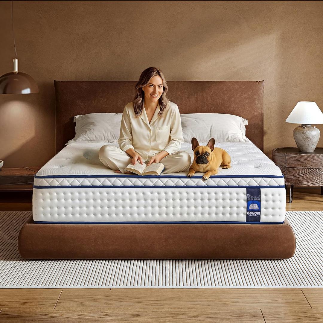 Full Size Mattress, 12 Inch Hybrid Mattress Full in a Box, Medium Firm Memory Foam Mattress, with Individual Pocket Springs, Upgrade Zoned Support, Motion Isolation&Pressure Relief, CertiPUR-US