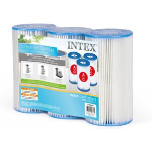 INTEX 29003E Type A Pool Filter Cartridge: For INTEX Filter Pumps Easy-To-Clean Dacron Paper Efficient Filtration Three Pack