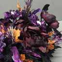 Alupssuc 2 Bundles 22 Heads Large Artificial Halloween Flowers, Fake Flower Arrangement with Spider&Eyeball Decoration, Faux Floral Bouquet for Home Party Decor in Table Centerpieces, Purple&Black