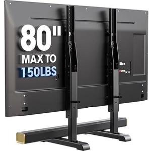 AX WABER Universal TV Stand, Table Top TV Stand Base Wobble-Free Replacement for Most 24 to 80 Inch LCD LED TVs, 7 Height Adjustable TV Legs Hold up to 150lbs, Max VESA 800x500mm, Black AX10TB02