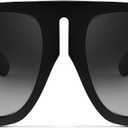 FEISEDY Retro Trendy Avaitor Sunglasses for Women Men Oversized Vintage 70s 80s Sunglasses Flat Top Shield Shades B2745 (Black)