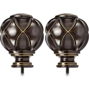 KAMANINA Netted Texture Replacement Finials for 1 or 7/8 Inch Curtain rods, M6 Screw Rod Finials, Bronze, 2pcs