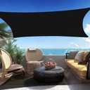16' x 20' Black Rectangle Sun Shade Sail Canopy Durable Fabric UV Block Awning, We Make Custom Sizes