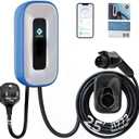 EV Charger Level 250 Amp/240V Charging Station, Indoor/Outdoor EVSE, 25Ft Level 2 ev Charger, WiFi/APP/RFID/Bluetooth (NEMA6-50 Plug or Hardwired)