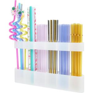 Straw Holder for Cabinet Door, Silicone Straw Organizer for Cabinet Door, Kitchen Cabinet Organizer Reusable Straws Dispenser for Home Kitchen Accessories (Transparent)
