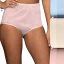 Vanity Fair Women's High Waisted Underwear, Full Coverage Ladies Panties, Perfectly Yours Briefs (6, Nylon - Pink/Blue/Candleglow)