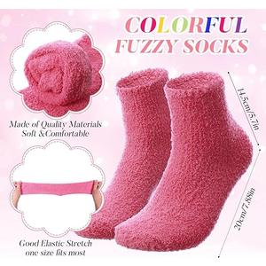 Handepo 8 Pairs Women Fuzzy Socks Bulk Winter Fluffy Sleeping Slipper Socks for Home Outdoor Gift Ladies Valentine's Day(Classic Style,Dark Pink)
