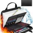 Important Document Organizer Folio Accordion File Organizer Fireproof Expanding File Folder Storage Box with Zipper Labels 13 Pockets for Business Office Receipt Travel (Black)