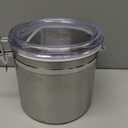 Oggi Stainless Steel Kitchen Canister 152 fl oz - Airtight Clamp Lid, Clear See-Thru Top - Ideal for Kitchen Storage, Food Storage, Pantry Storage. Jumbo Size 8" x 8"., 152 Fluid Ounces
