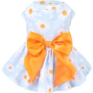 PUPTECK Floral Dog Dress for Spring Outfit Puppy Cute Small Dogs Clothes,Daisy,S
