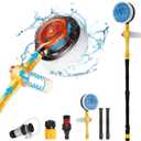 Car Wash Brush with Hose Attachment, 360 Spin Car Wash Brush with Soap Dispenser, Soft Bristle Car Cleaning Brush Mop Scrub Brush, Flow Through Car Washing Brush Kit Long Handle (Yellow)