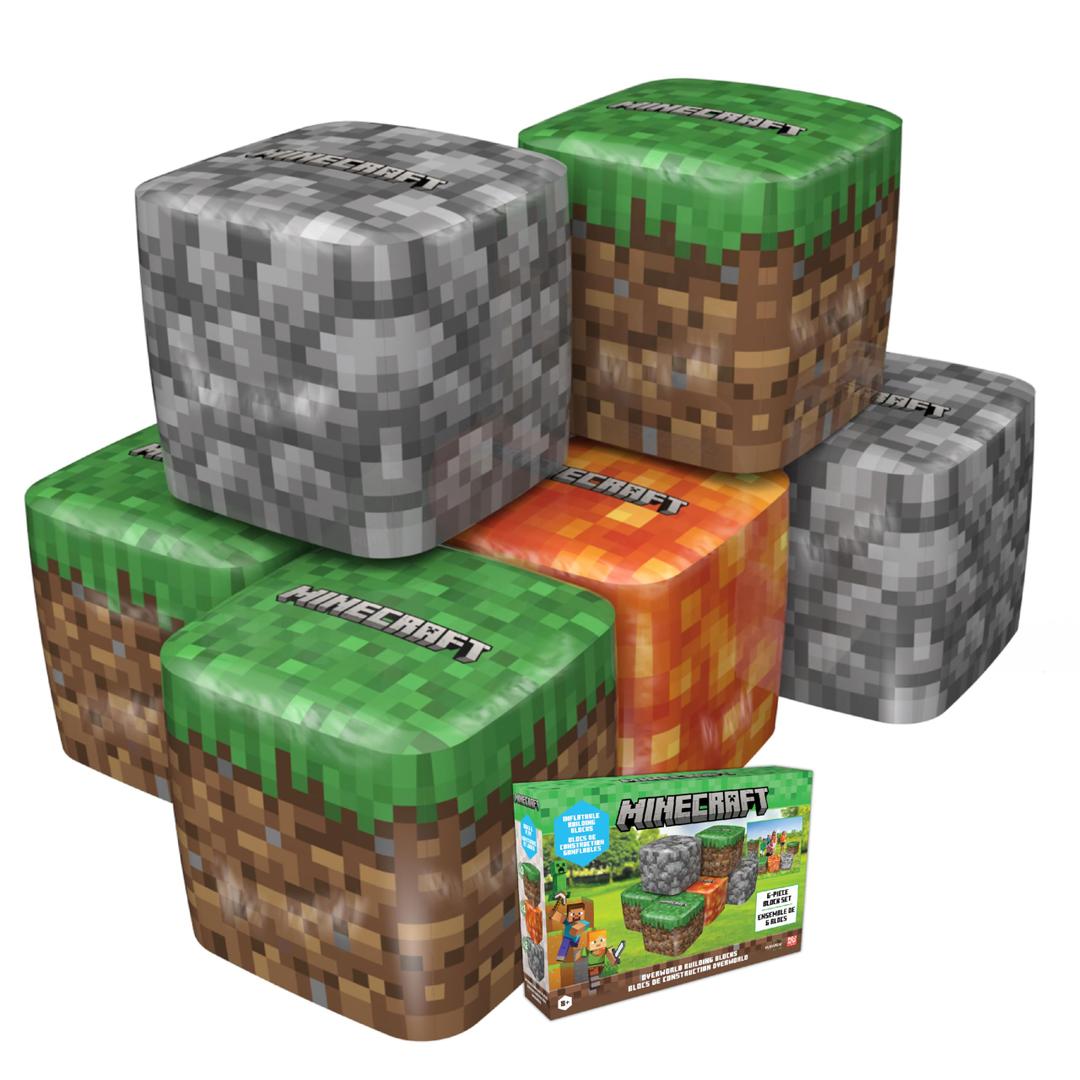 Inflatable Cubes, 6 Pieces, 3D, Minecraft, Orange, Grey, Brown, 18x18 in
