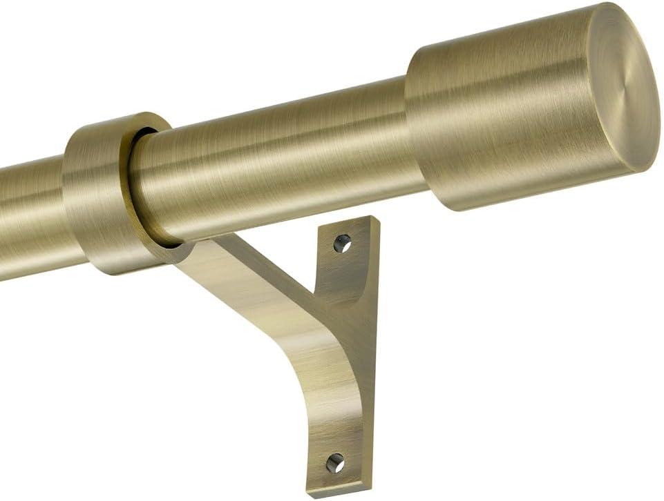Single Curtain Rods 48 to 84 Inch, Antique Bronze Window Curtain Rods, 1-Inch Telescoping Drapery Rods, Decorative Curtain Rods with Cap Finials, Adjustable Window Treatment Curtain Rods (48-84")